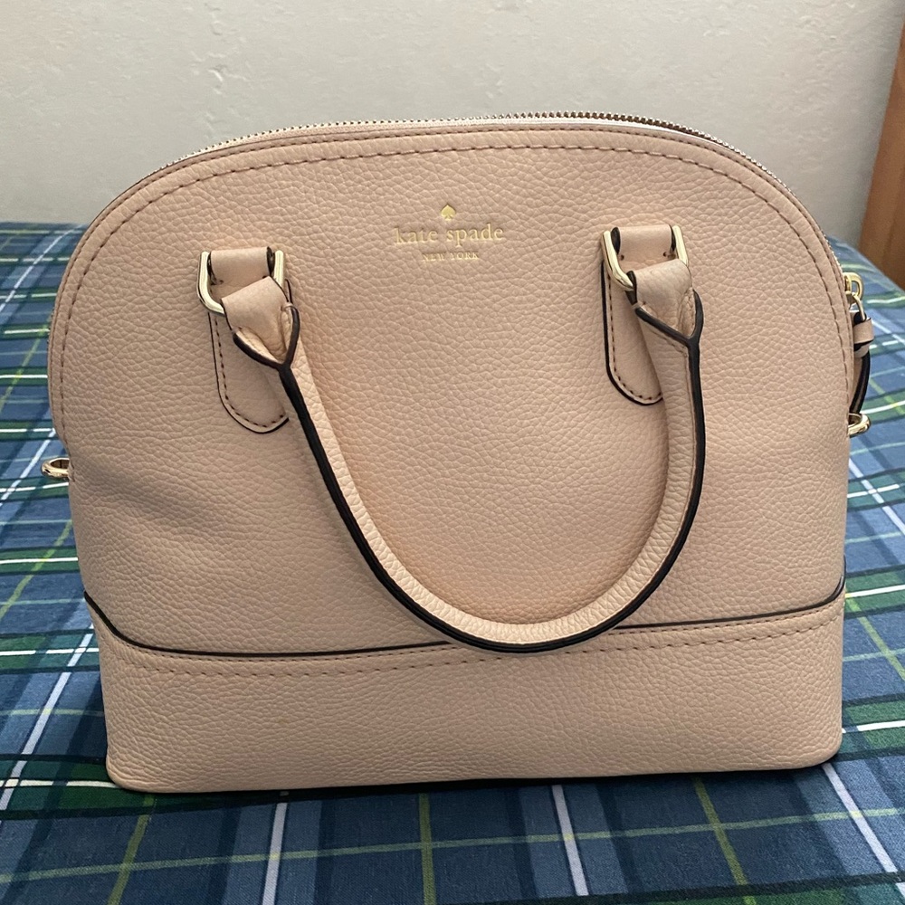 Kate Spade pebbled leather blush pink medium crossbody satchel